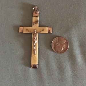 Large vintage white and silver cross